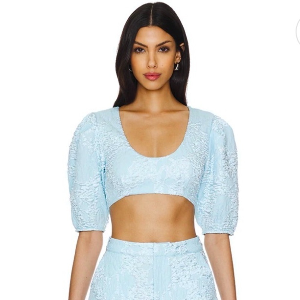 Camila Coelho Kahlo Crop Top in Light Blue Size Large